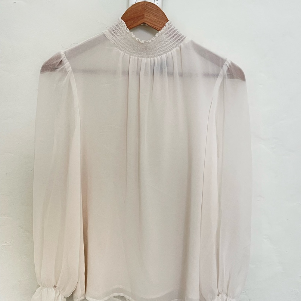 Elegant White Sheer Blouse, size medium